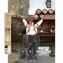 痞酷牛仔裤 安妮不火 女微胖大码 图章印花多口袋直筒牛仔裤 子 美式