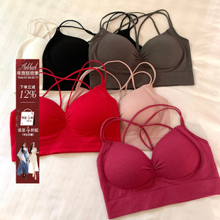 安妮不火辣妹自带胸垫胸衣2024春夏新款微胖大码内搭运动挂脖文胸