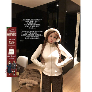 外套 收腰立领开衫 安妮不火穿出小蛮腰正肩修身 磨毛外套女微胖大码