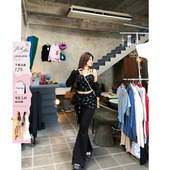 微胖大码 女夏季 显瘦三件套 套装 安妮不火黑猫烙腰线针织吊带微喇裤