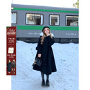 毛领呢子长外套 双面呢大衣女微胖大码 安妮不火 甜美减龄蝴蝶结袖