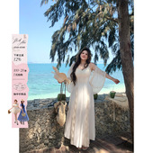 收腰吊带裙套装 蝴蝶蕾丝雪纺仙女裙微胖大码 塞纳杏蝶笺 安妮不火