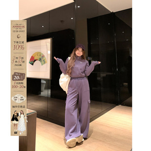 居家运动风修身 卫衣两件套装 外套休闲裤 女微胖大码 套装 安妮不火