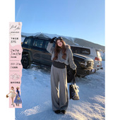 女微胖大码 套装 慵懒风两件套 毛毛领假两件卫衣加绒卫裤 安妮不火