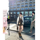 美式 微胖大码 背带裙 巴恩荒原蜡感做旧皮裙女2026春新款 安妮不火