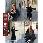 安妮不火 扭结设计双面磨毛坑纹针织裙女微胖大码 收腰气质两件套