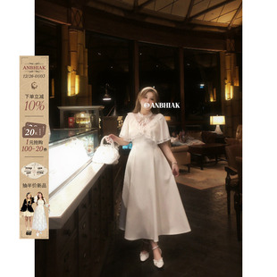 公主裙 微胖大码 安妮不火木梨花缎带结甜美系斗篷千金裙女夏季 新款