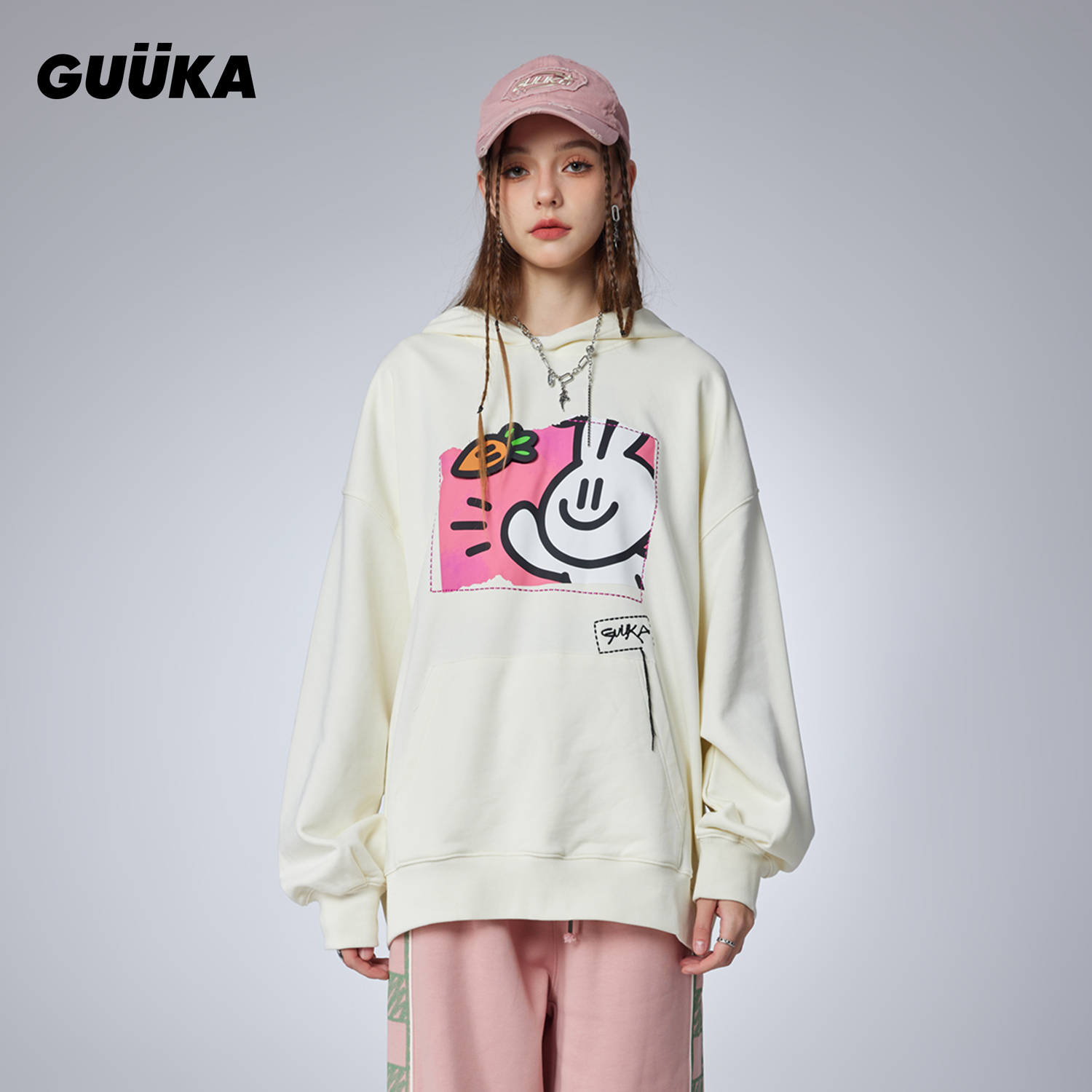 周深同款古由卡Agaho联名重磅情侣装落肩帽衫宽松连帽卫衣25新款