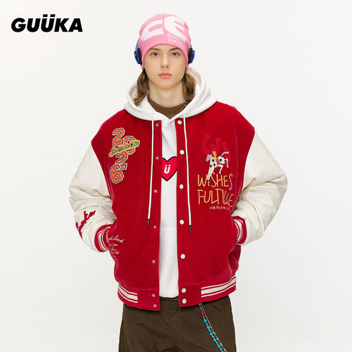GUUKA马年本命年红加厚羽绒服