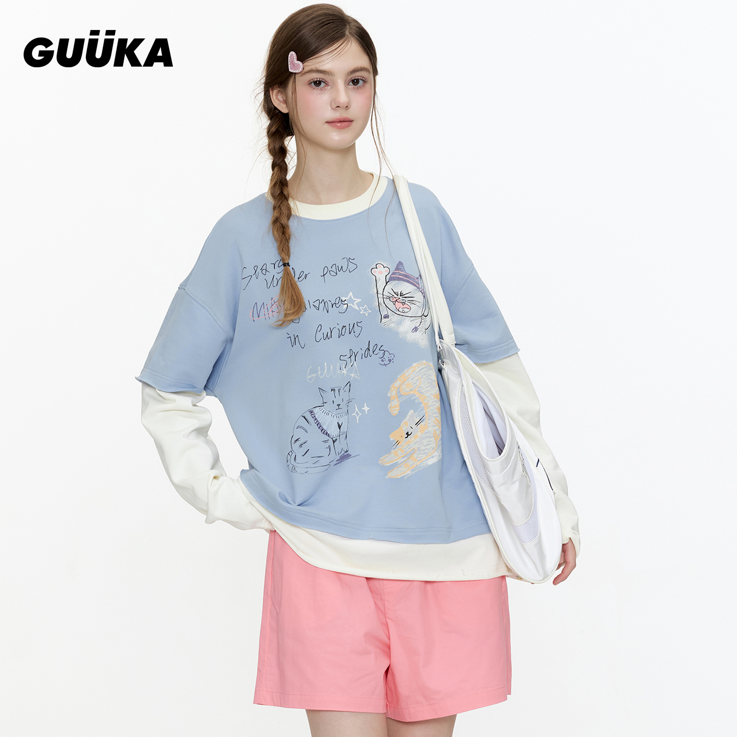 双高胎陈芷琰同款GUUKA长袖T恤潮