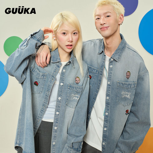 GUUKA原田治联名复古牛仔衬衫
