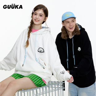 周深同款GUUKA潮加绒连帽衫落肩卫衣宽松 matsui联名重磅纯棉帽衫