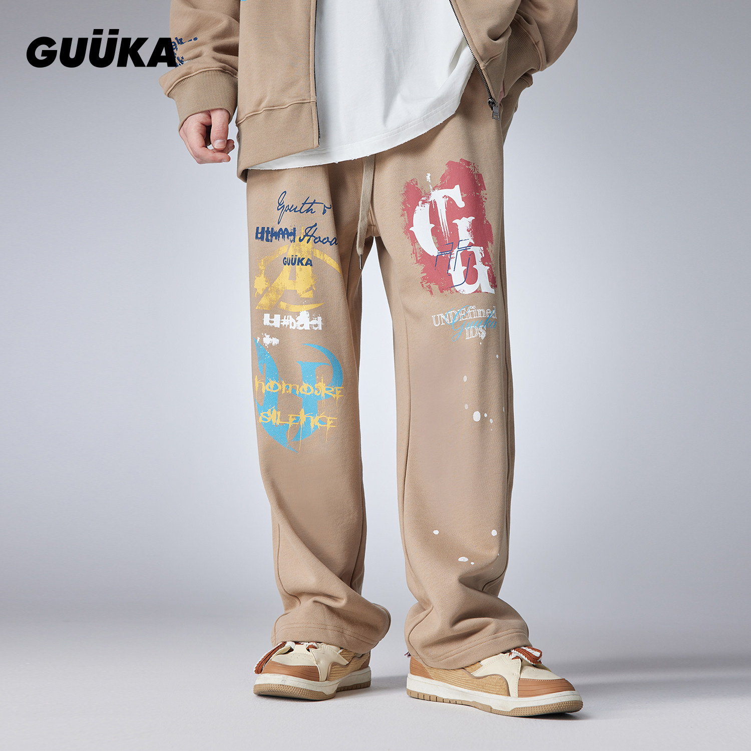 GUUKA美式街头宽松卫裤男秋款图片