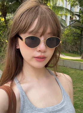 丁走走凯旋老钱风金属猫眼墨镜