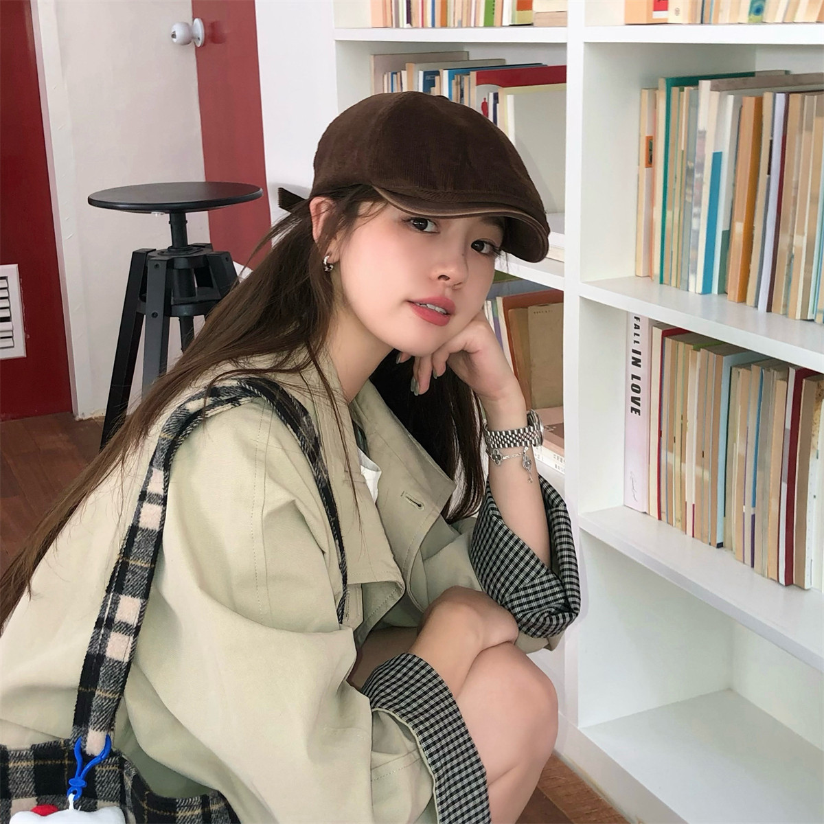 丁走走棕色灯芯绒前进帽女2025秋冬日系复古韩系百搭报童鸭舌帽子,服饰配件/皮带/帽子/围巾,帽子,淘宝优惠券,粉丝福利购,淘宝优惠卷