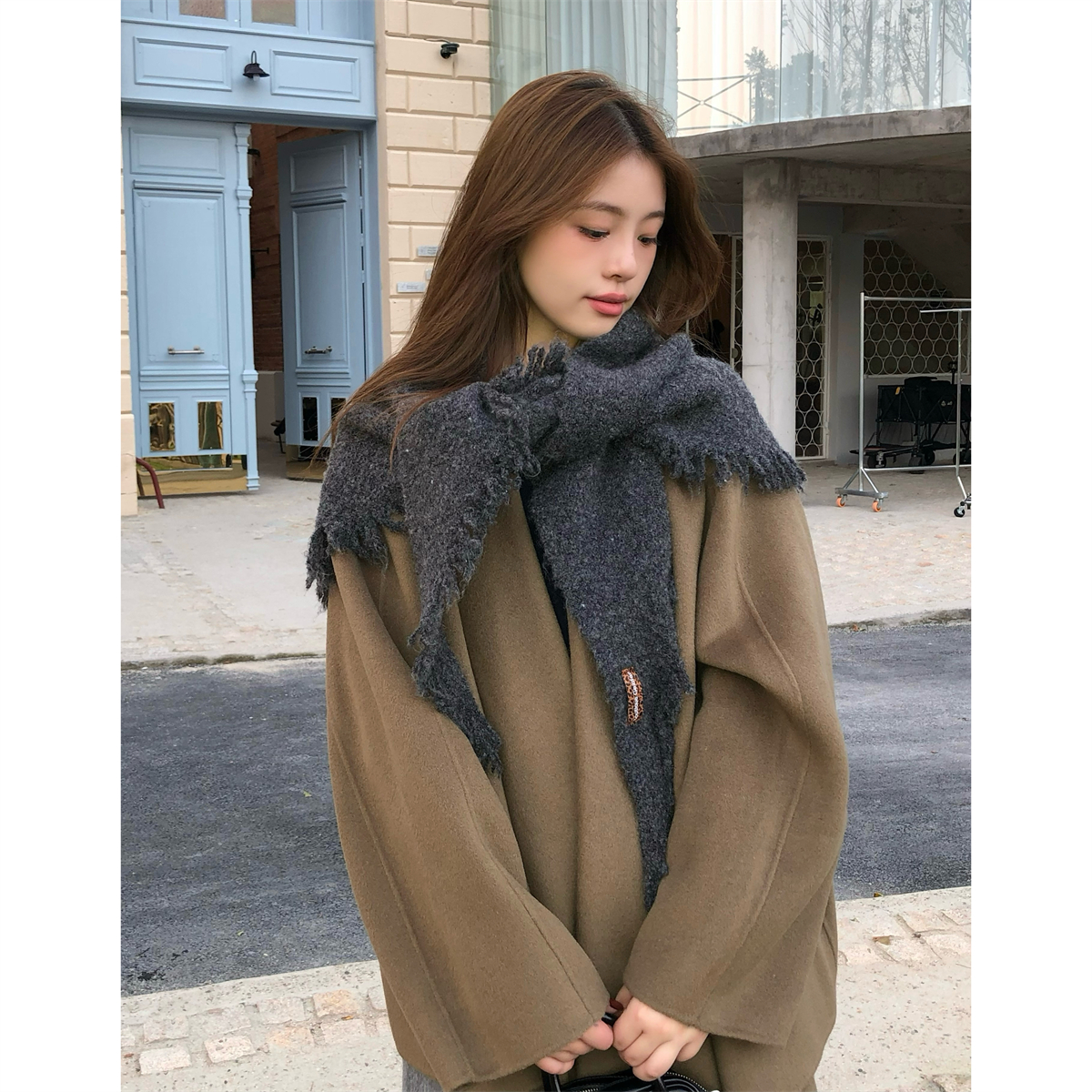 韩系氛围感复古文艺三角披肩