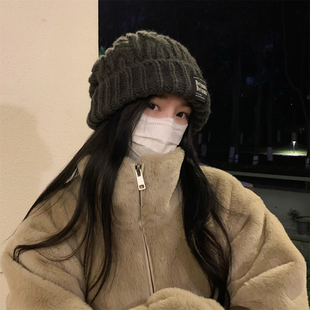 大头围入!日系百搭显脸小针织帽子女秋冬保暖护耳堆堆毛线帽男潮