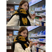 丁走走日系可爱小熊围巾女ins冬季 百搭柔软保暖两用围脖学生礼物