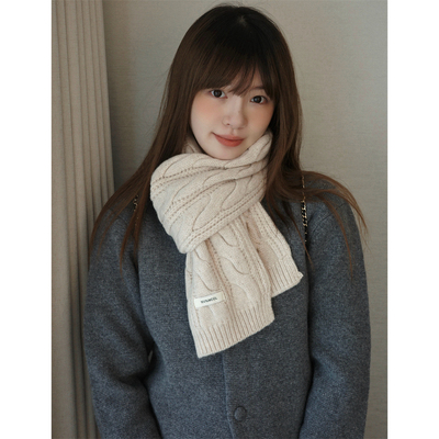 丁走走高品质100%羊毛麻花围巾