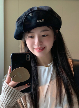 显脸小报童帽韩版大头围云朵帽