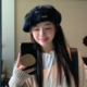 丁走走黑色贝雷帽女日系百搭大头围云朵画家帽子秋冬显脸小报童帽