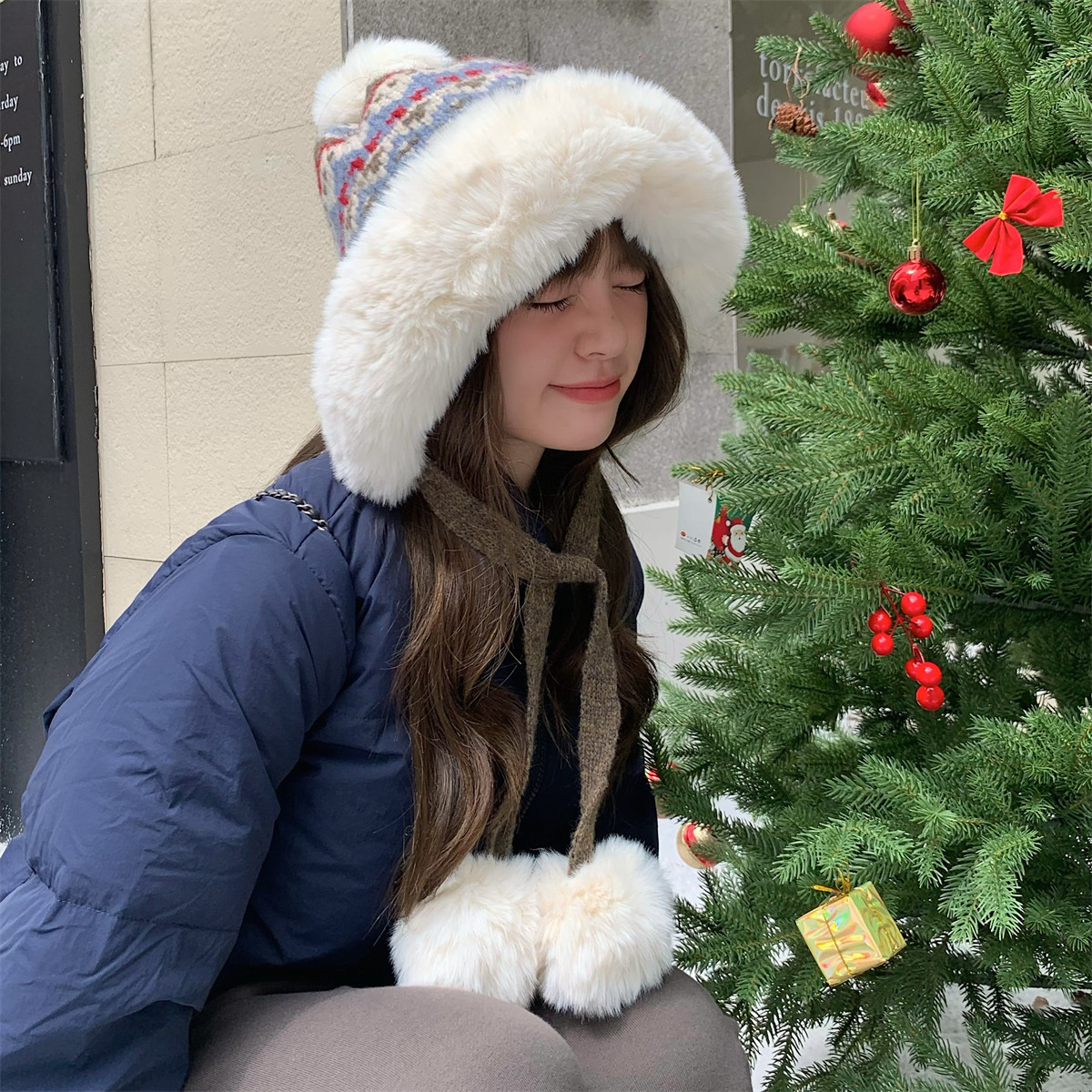 加厚加绒费尔岛风雷锋帽东北bi备