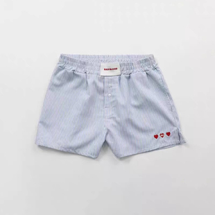 badblood美式复古街头条纹短裤宽松休闲短袖衬衫运动辣妹男女套装