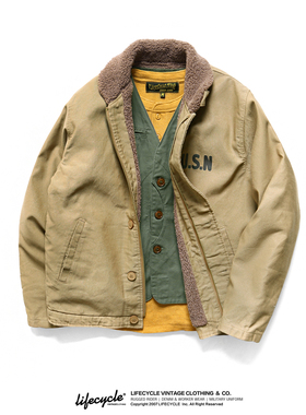 LifeCycle秋冬复刻N1加厚甲板服夹克复古军旅加绒外套咔叽国潮N-1