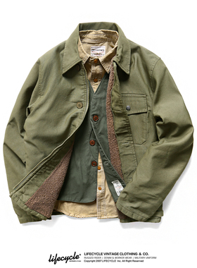LifeCycle秋冬复刻美海军A-2甲板服夹克男士军事军装加绒厚外套A2