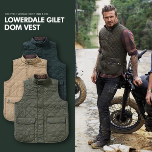 LifeCycle春秋复古菱格Dom绗缝户外夹棉立领马甲小贝同款 机车背心