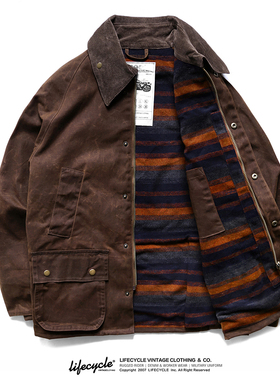 LifeCycle秋冬重磅防水油蜡夹克阿美咔叽高端复刻美式机车厚外套