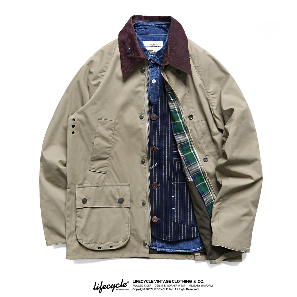 复古老钱风无蜡猎装风衣夹克外套