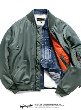 LifeCycle阿美咔叽复刻MA-1飞行员夹克秋冬防水MA1棒球棉服外套男