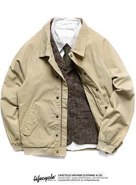 LifeCycle秋冬哈灵顿G9工装夹克阿美咔叽翻领宽松休闲高尔夫外套