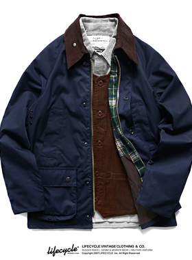 LifeCycle秋冬复古灯芯绒领无蜡夹克阿美咔叽风衣工装外套复刻BBR