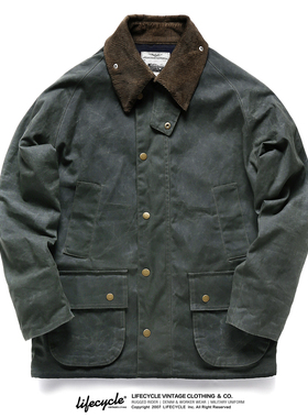 LifeCycle秋冬重磅油蜡防水风衣加厚复古美式机车工装夹克外套男