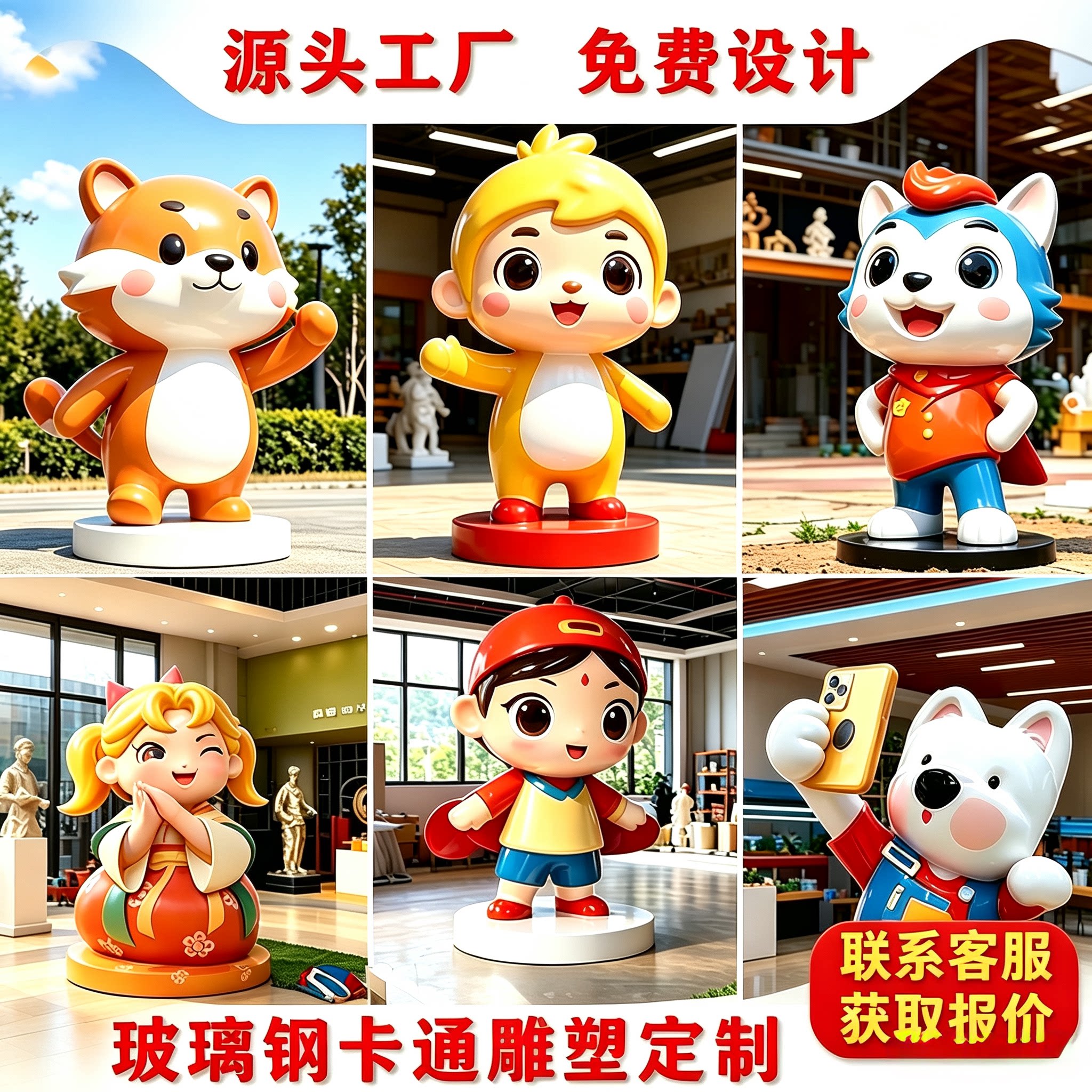 玻璃钢卡通雕塑定制装饰摆件图片