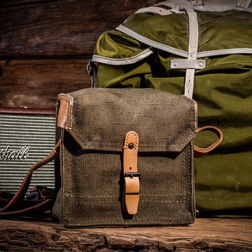 法军战地牛皮vintage机车单肩包