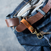 Reforged复古黄铜手工牛皮钥匙扣 美国进口Horween 真皮 创意礼物