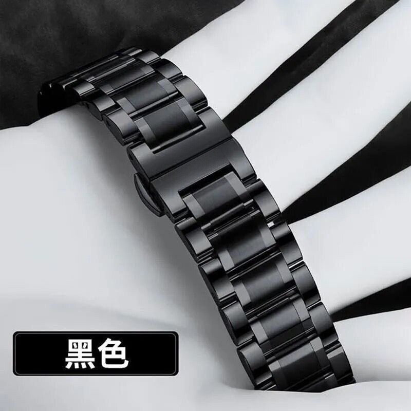 适用红米Watch4/5/6五珠精钢表带小米手环10Pro/9Pro实心不锈钢带