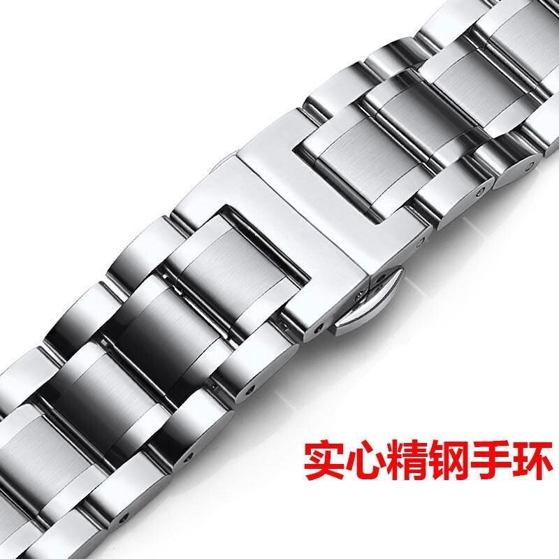 适用小米手环10Pro/9Pro五珠不锈钢表带红米手表6/5/4蝴蝶扣钢带