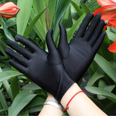 春夏防晒礼仪舞蹈开车高弹力演出紧身 珠宝氨纶手套女黑白色短薄款