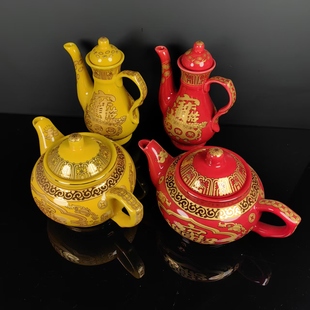 神柜酒壶祖先陶瓷大号茶壶礼佛祠堂佛前家用拜神中式红色茶具酒具
