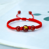 天然玛瑙十二生肖马年本命年编织红绳手链儿童宝宝星座手绳女闺蜜