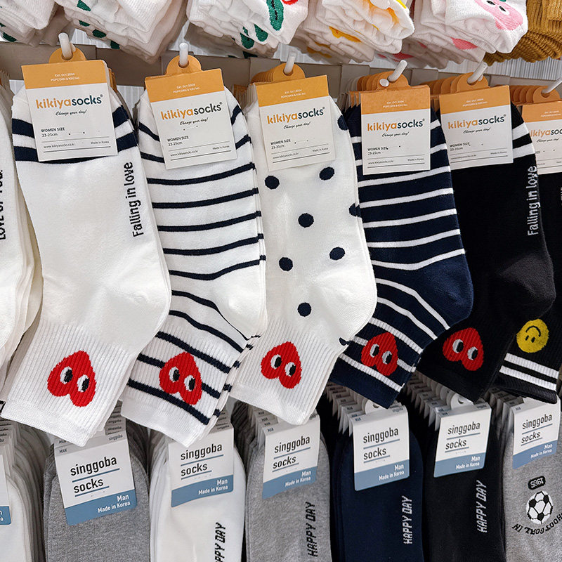 韩国休闲吸汗四季女爱心中筒袜潮
