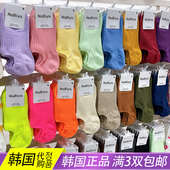 韩国东大门女袜糖果色防滑船袜螺纹简约纯色隐形棉短袜子夏季 薄款
