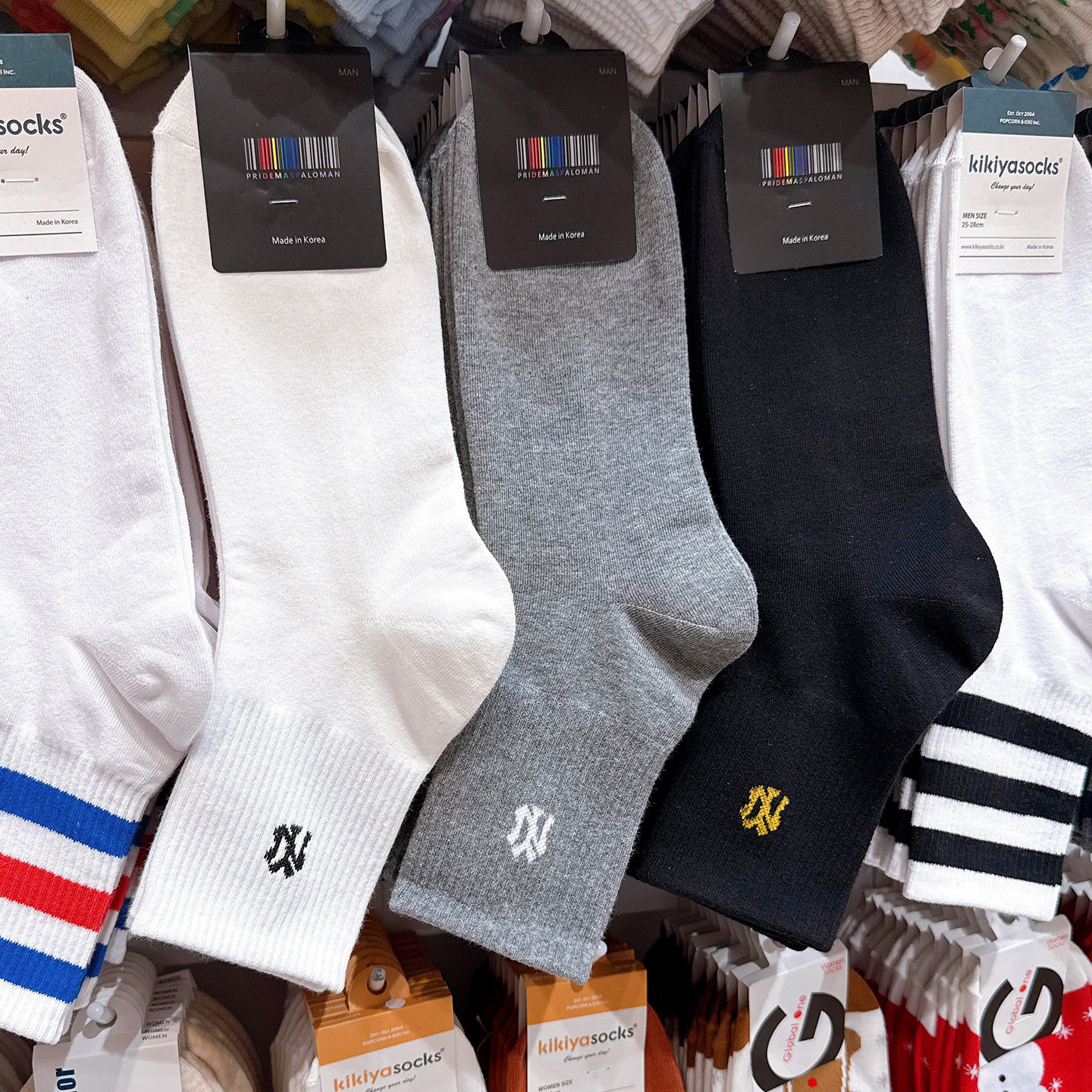 SINGGOBA韩国东大门代购袜子男士运动休闲吸汗棉袜四季男款中筒袜