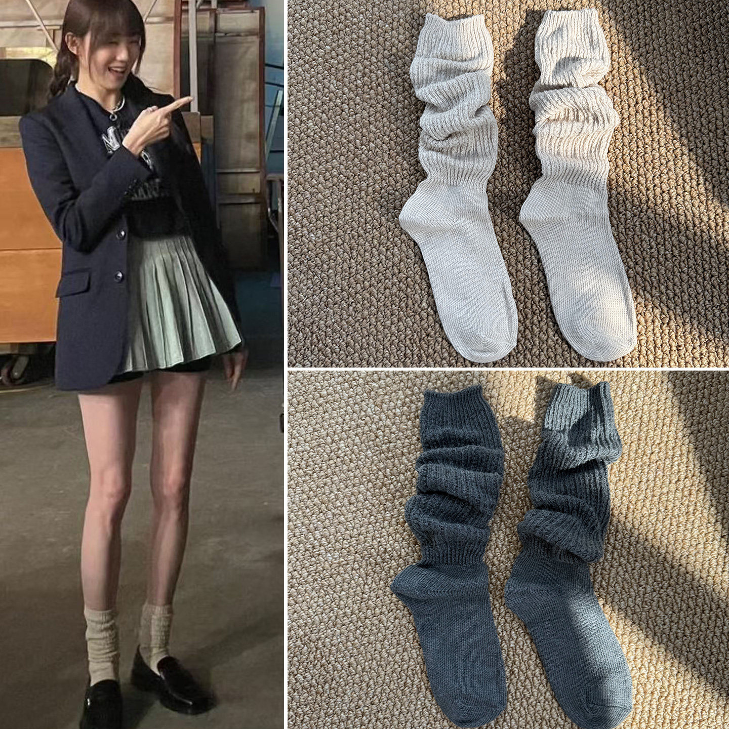 李圣经韩国代购东大门袜子麦穗镂空针织堆堆两穿小腿显瘦纯色长袜,女士内衣/男士内衣/家居服,中筒袜,淘宝优惠券,粉丝福利购,淘宝优惠卷