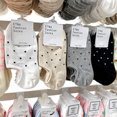 ETNA韩国东大门女士袜子夏季 薄款 波点短袜薄棉防滑不掉跟隐形船袜