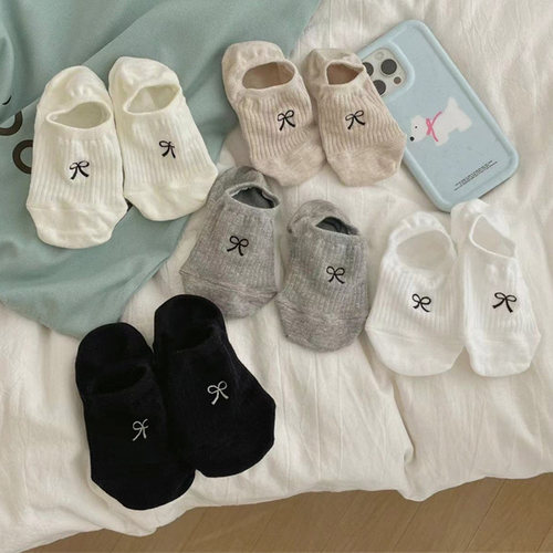 韩国短袜春夏女隐形蝴蝶结船袜